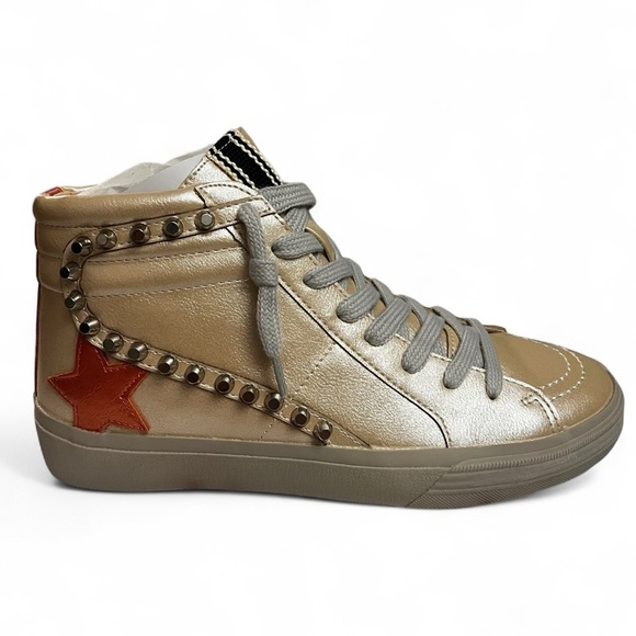 ShuShop Shoes - Shushop High Top Metallic Sneakers Women’s 7.5 Studded Retro Rock Punk Grunge